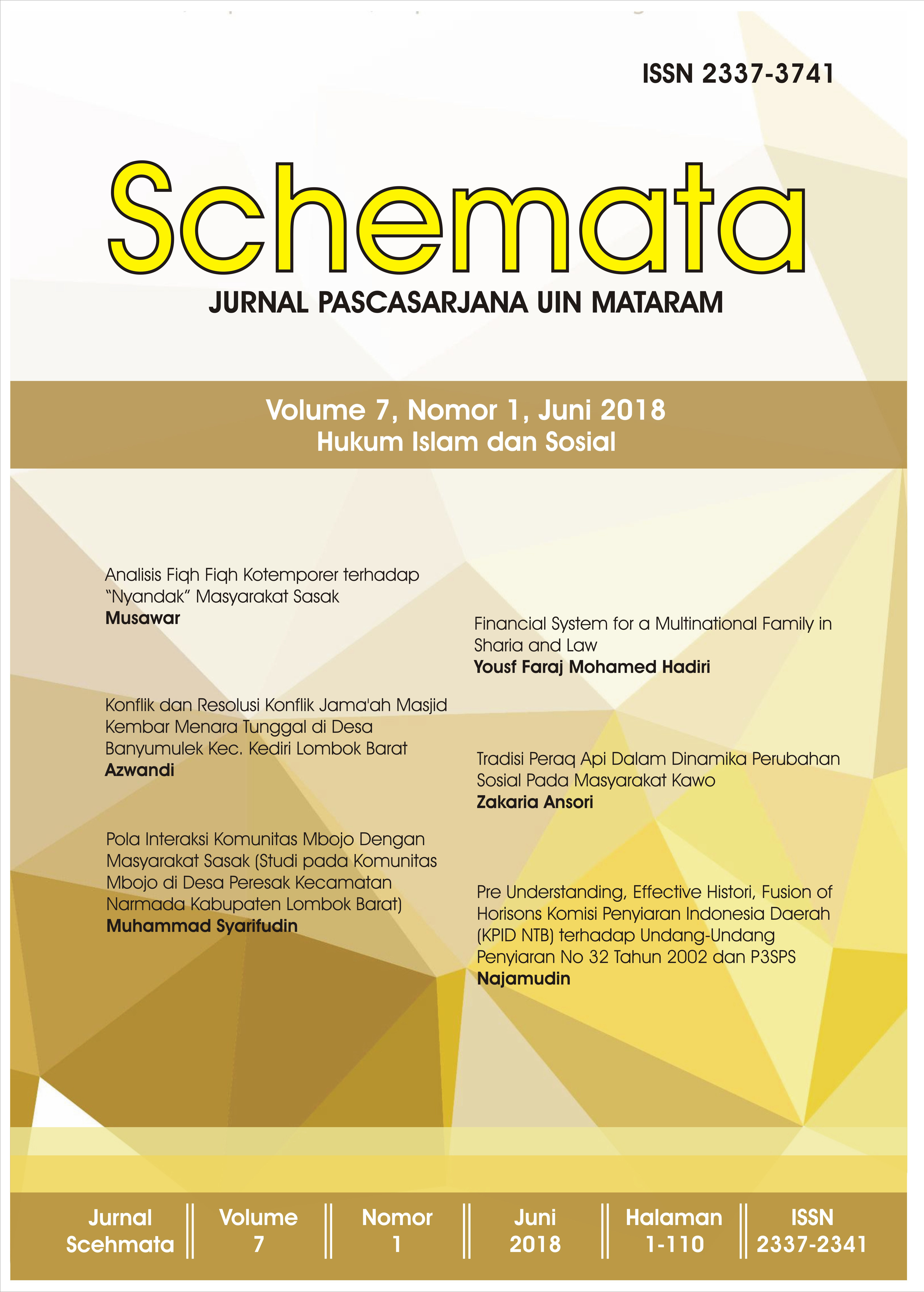 					View Vol. 7 No. 1 (2018): Schemata: Jurnal Pasca Sarjana IAIN Mataram
				