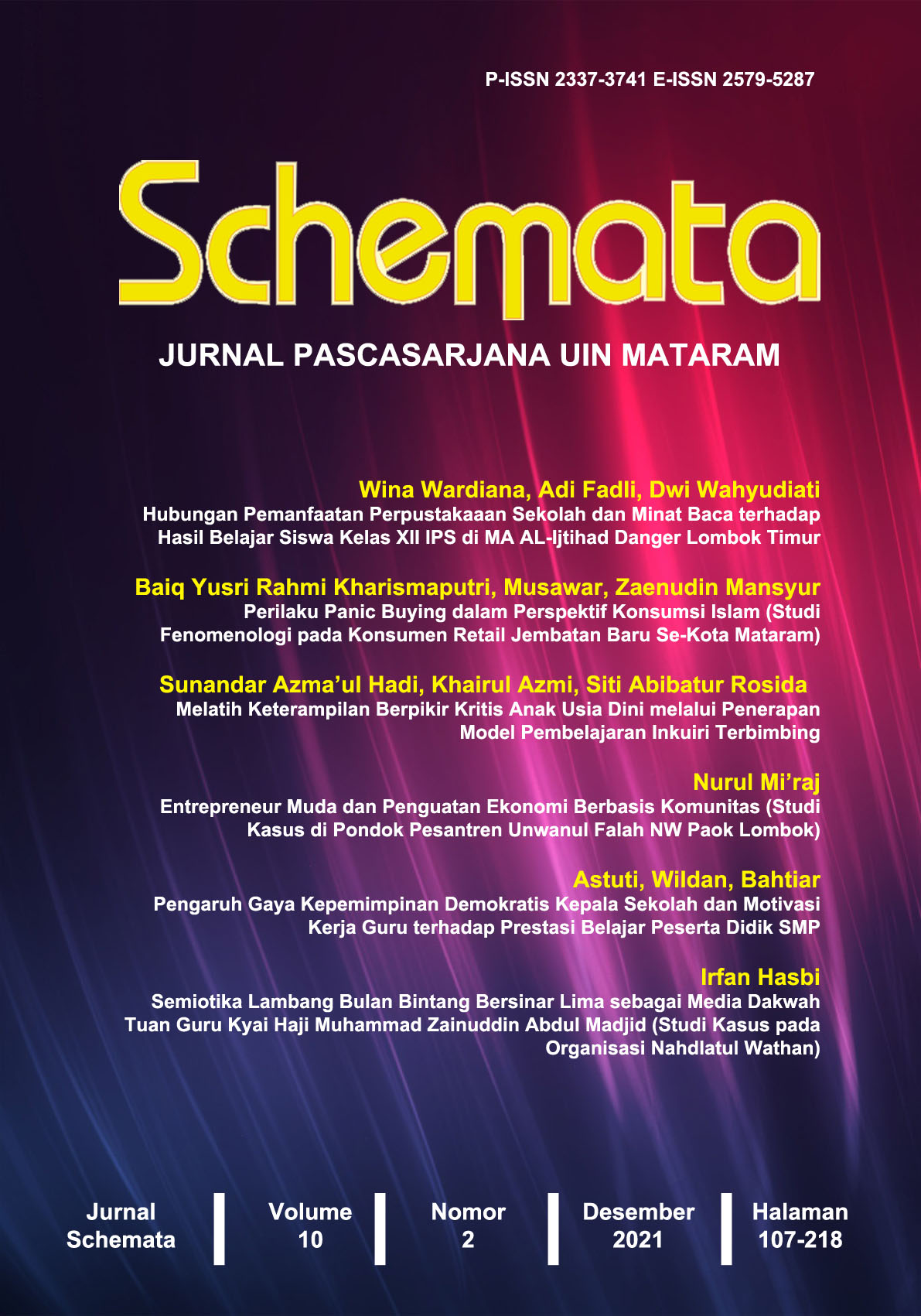 					View Vol. 10 No. 2 (2021): Schemata: Jurnal Pascasarjana UIN Mataram
				